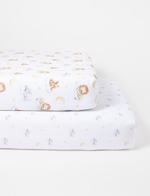 Teeny Weeny Sleeping Animals Fitted Cot Sheets, 2-Pack product photo