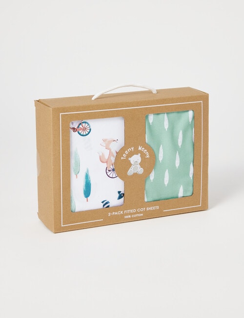 Teeny Weeny Woodland Fitted Cot Sheets, 2-Pack product photo View 03 L