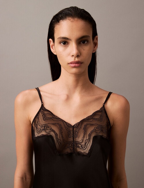 Calvin Klein Essential Lace Chemise, Black Beauty, XS-L product photo View 06 L