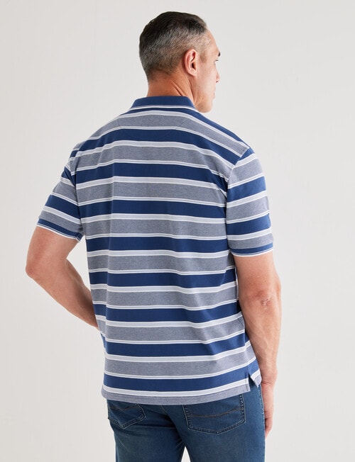 Chisel Multi Stripe Short Sleeve Polo Shirt, Denim product photo View 02 L
