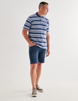 Chisel Multi Stripe Short Sleeve Polo Shirt, Denim product photo View 03 S