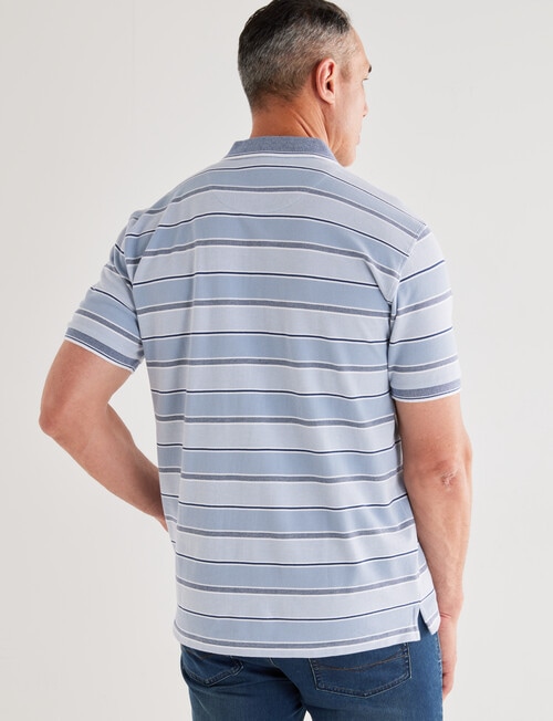 Chisel Multi Stripe Short Sleeve Polo Shirt, Light Blue product photo View 02 L