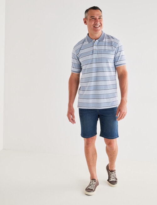 Chisel Multi Stripe Short Sleeve Polo Shirt, Light Blue product photo View 03 L