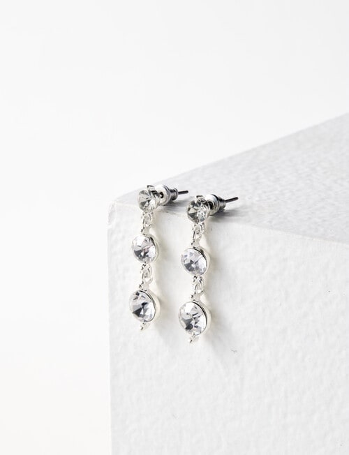 Harlow Circle Crystal Drop Earrings, Silver Tone product photo