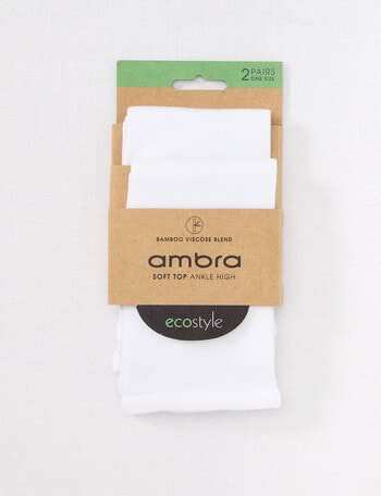 Ambra Bamboo SoftTop Light Anklet Hi, 2-Pack, White product photo