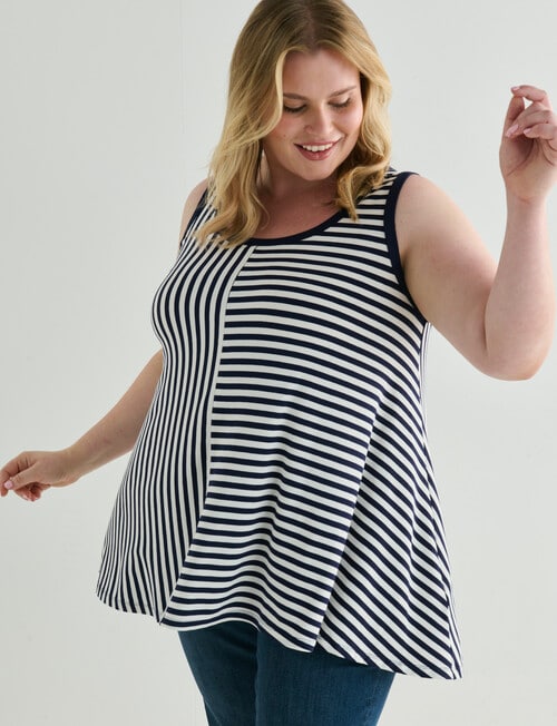 Bodycode Curve Swing Stripe Tank Top, Blue & White product photo