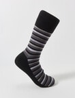 Mazzoni Stripe Comfort Top Bamboo-Blend Dress Sock, Black & Grey product photo