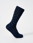 Mazzoni Comfort Top Spot Dress Sock, Navy & Sage product photo