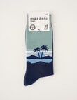 Mazzoni Palm Island Cotton-Blend Dress Sock, Navy, Sage & Blue product photo View 02 S