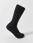 Mazzoni Spot Comfort Top Bamboo-Blend Dress Sock, Black & Grey product photo