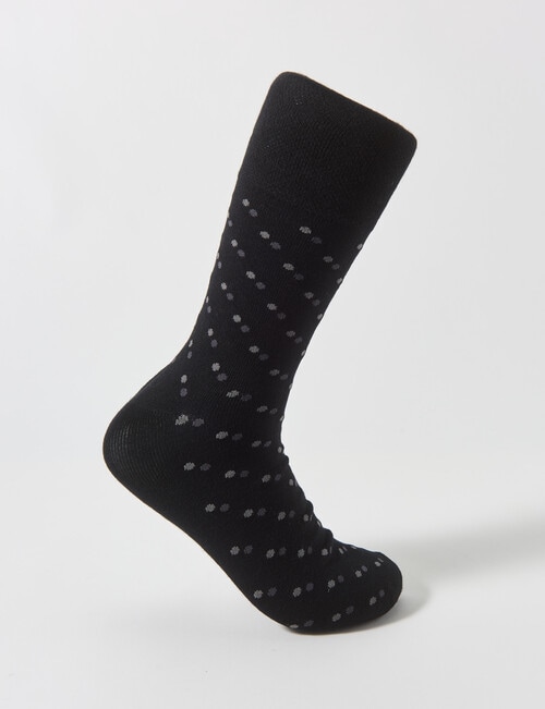 Mazzoni Spot Comfort Top Bamboo-Blend Dress Sock, Black & Grey product photo
