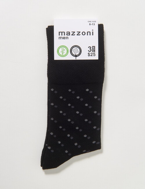 Mazzoni Spot Comfort Top Bamboo-Blend Dress Sock, Black & Grey product photo View 02 L
