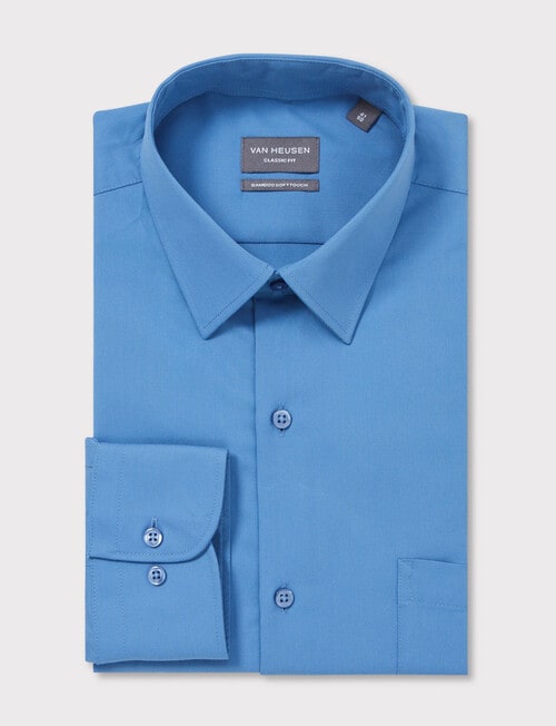 Van Heusen Classic Fit Plain Twill Shirt, Blue product photo View 04 L