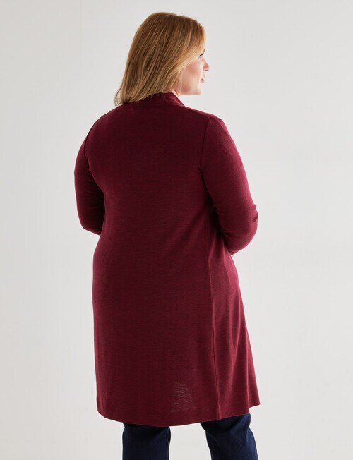 North South Merino Longline Cardigan, Ruby Marle product photo View 02 L