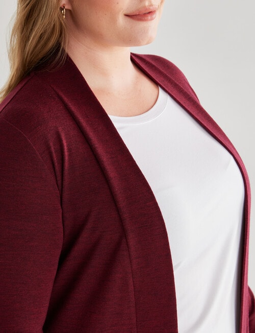 North South Merino Longline Cardigan, Ruby Marle product photo View 04 L