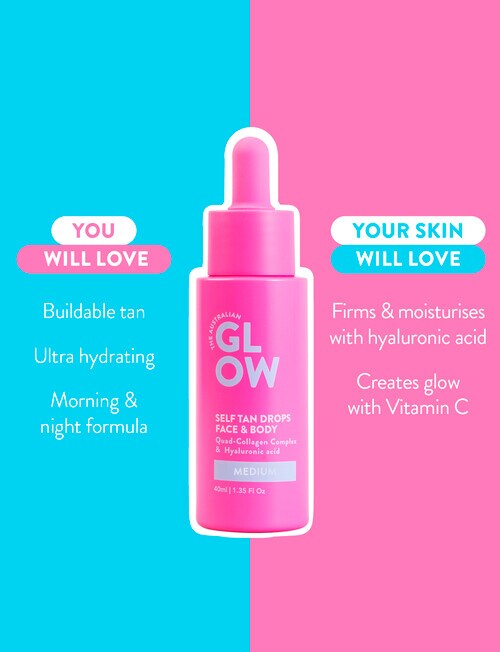 Australian Glow Self Tanning Drops With Hyaluronic Acid, Medium product photo View 02 L