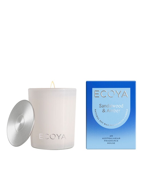 Ecoya Sandalwood & Amber Mini Madison Candle, 80g product photo
