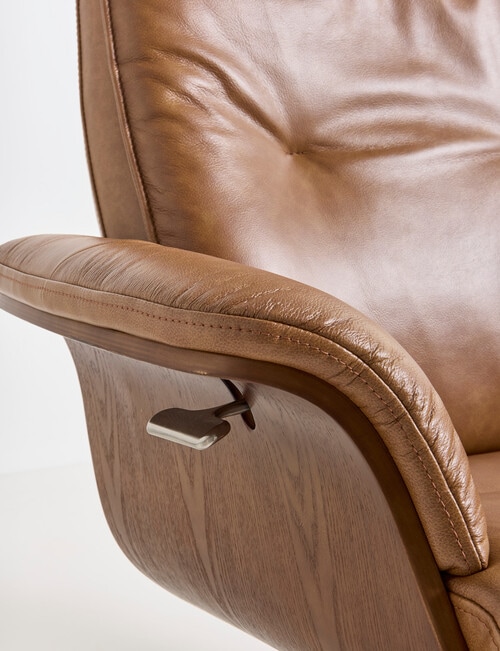 LUCA Furniture Jackson Leather Swivel Recliner Chair, Bark product photo View 03 L