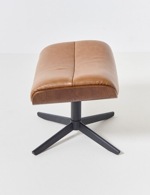 LUCA Furniture Jackson Leather Footstool, Bark - Ottomans
