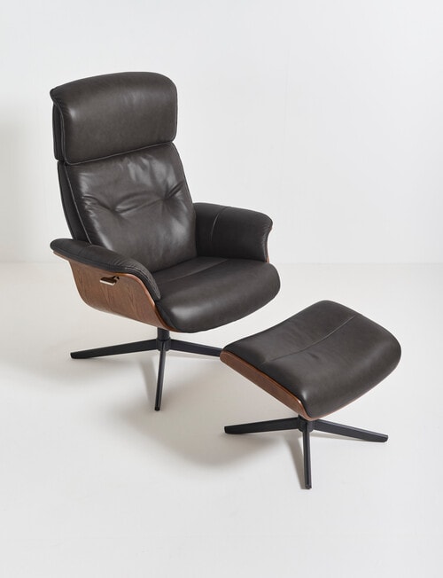 LUCA Furniture Jackson Leather Swivel Recliner Chair, Ash product photo View 06 L