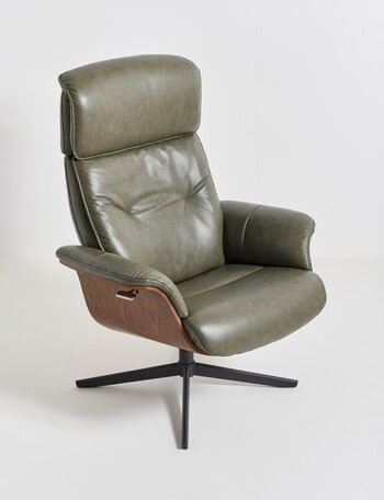 LUCA Furniture Jackson Leather Swivel Recliner Chair, Green product photo