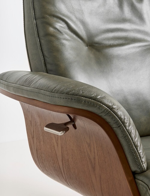 LUCA Furniture Jackson Leather Swivel Recliner Chair, Green product photo View 03 L