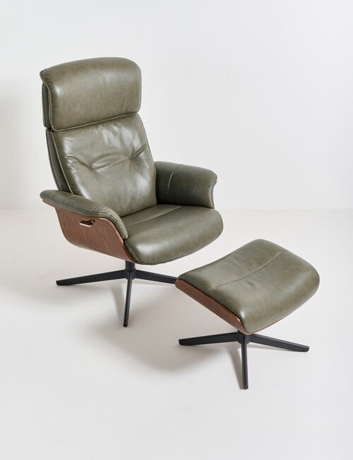 LUCA Furniture Jackson Leather Swivel Recliner Chair, Green product photo View 06 L
