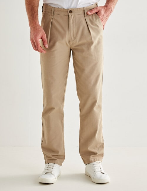 Gasoline Pleat Wide Leg Chino, Tan product photo