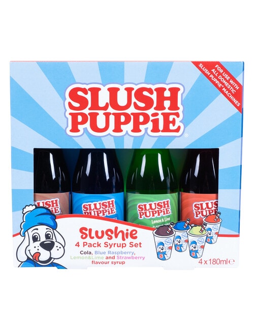 Slush Puppie Syrups, 4-Pack, Cola, Blue Raspberry, Lemon/Lime & Strawberry product photo