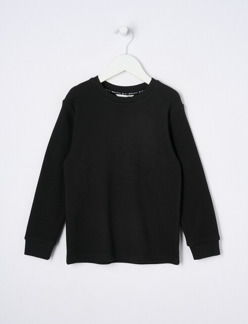 Mac & Ellie Waffle Long Sleeve Tee, Black product photo