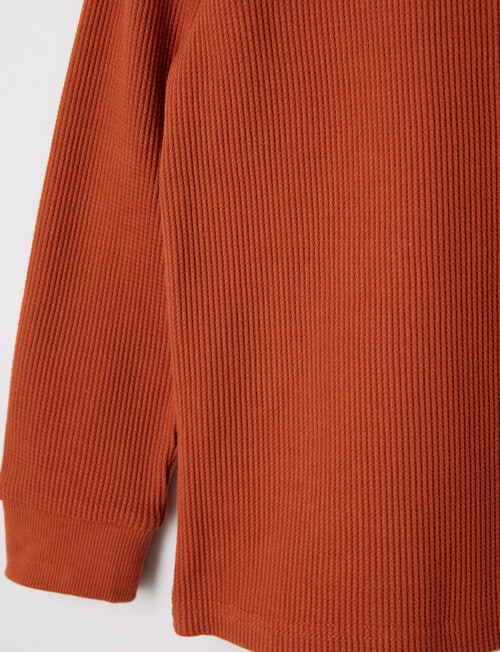 Mac & Ellie Long Waffle Tee, Terracotta product photo View 02 L
