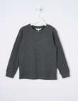 Mac & Ellie Waffle Long Sleeve Tee, Charcoal Marle product photo