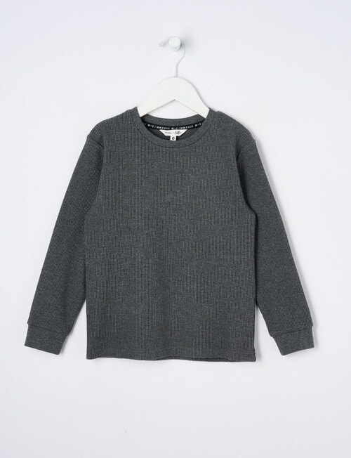 Mac & Ellie Waffle Long Sleeve Tee, Charcoal Marle product photo