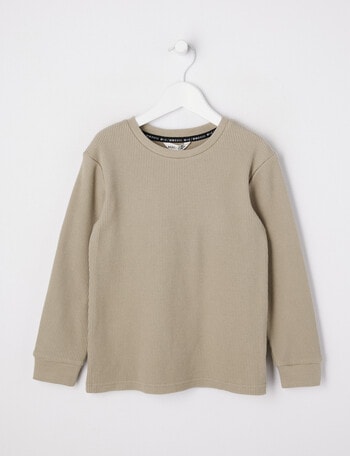 Mac & Ellie Long Waffle Tee, Stone product photo