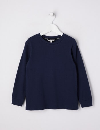 Mac & Ellie Waffle Long Sleeve Tee, Navy product photo