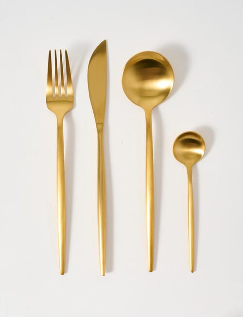 Amy Piper Austen Cutlery Set, 16-Pieces, Gold Tone product photo View 02 L