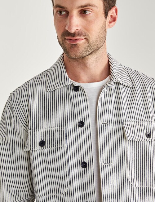 Gasoline Railway Stripe Jacket, White product photo