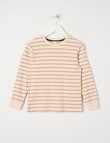 Mac & Ellie Stripe Long Sleeve Waffle Tee, Stone product photo