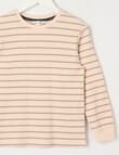 Mac & Ellie Stripe Long Sleeve Waffle Tee, Stone product photo View 02 S