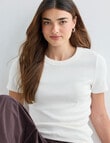 Mineral Hazel Rib Short Sleeve Tee, Ivory product photo