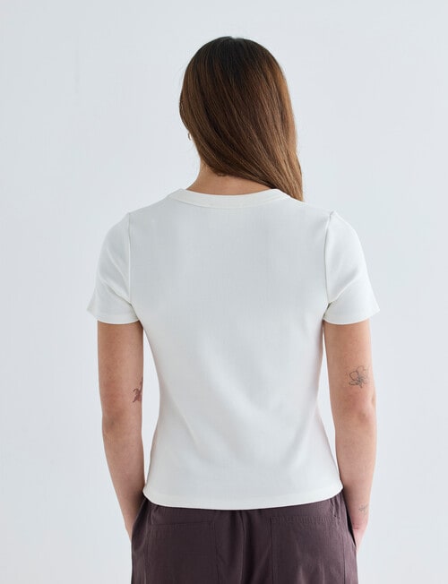 Mineral Hazel Rib Short Sleeve Tee, Ivory product photo View 02 L