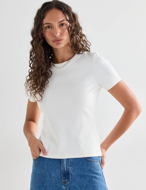 Mineral Hazel Rib Short Sleeve Tee, Ivory product photo View 05 L