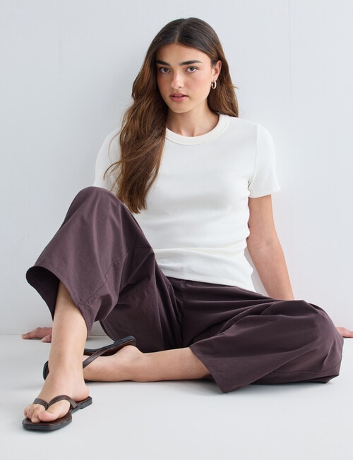 Mineral Hazel Rib Short Sleeve Tee, Ivory product photo View 06 L