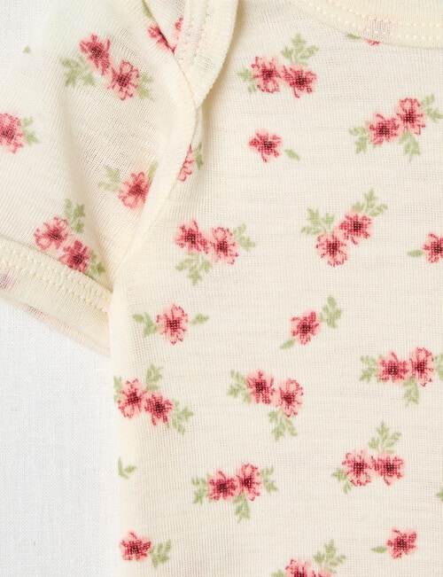 Milly & Milo Merino Flower Short-Sleeve Bodysuit, Ballet Pink product photo View 02 L