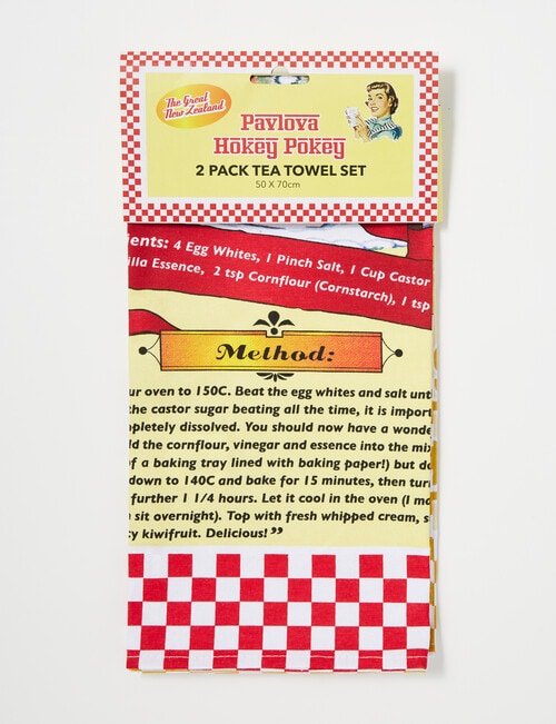 New Zealand Recipe Tea Towel, Set of 2, Red & Mustard product photo