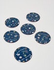 New Zealand Kiwiana Round Cork Coasters, Set of 6, Navy product photo