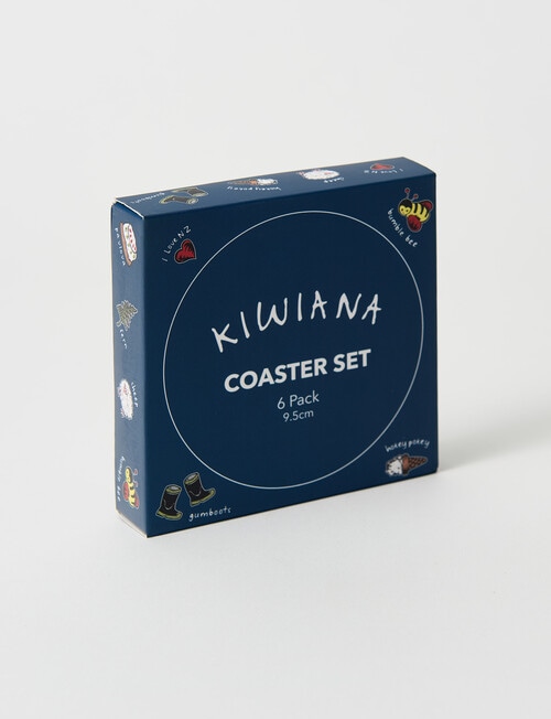 New Zealand Kiwiana Round Cork Coasters, Set of 6, Navy product photo View 02 L