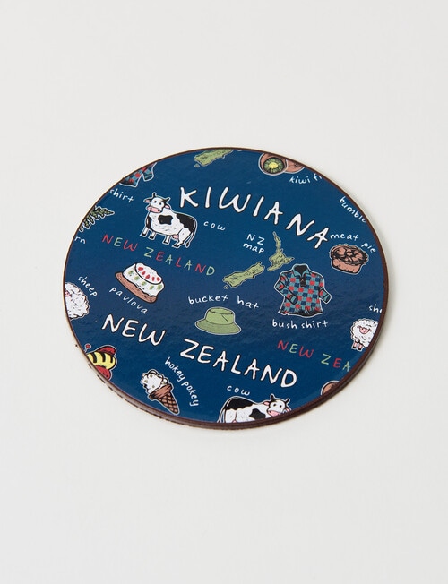 New Zealand Kiwiana Round Cork Coasters, Set of 6, Navy product photo View 04 L