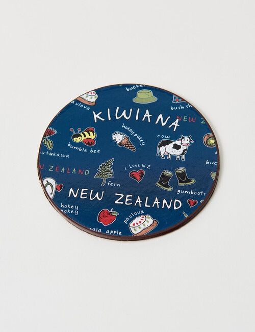 New Zealand Kiwiana Round Cork Coasters, Set of 6, Navy product photo View 05 L