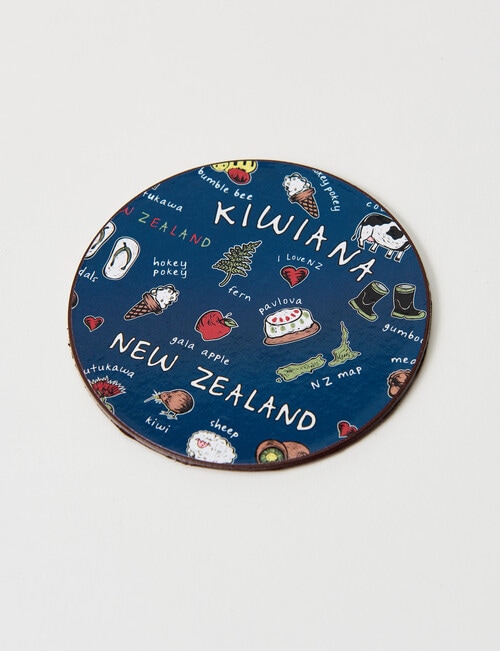 New Zealand Kiwiana Round Cork Coasters, Set of 6, Navy product photo View 06 L